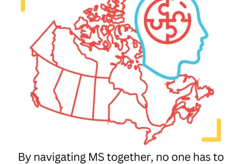Graphic: MS Canada ad with Canada map and brain icon, stating Canada has highest MS rates globally.