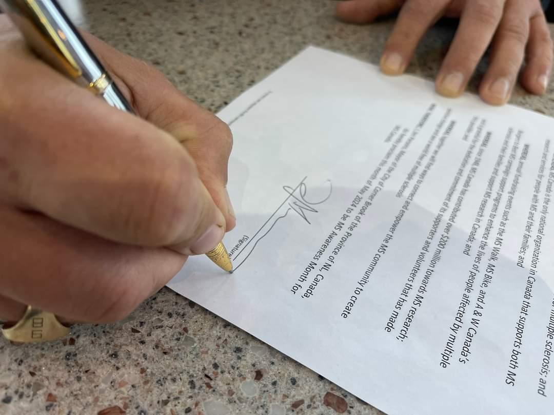 A document being signed.
