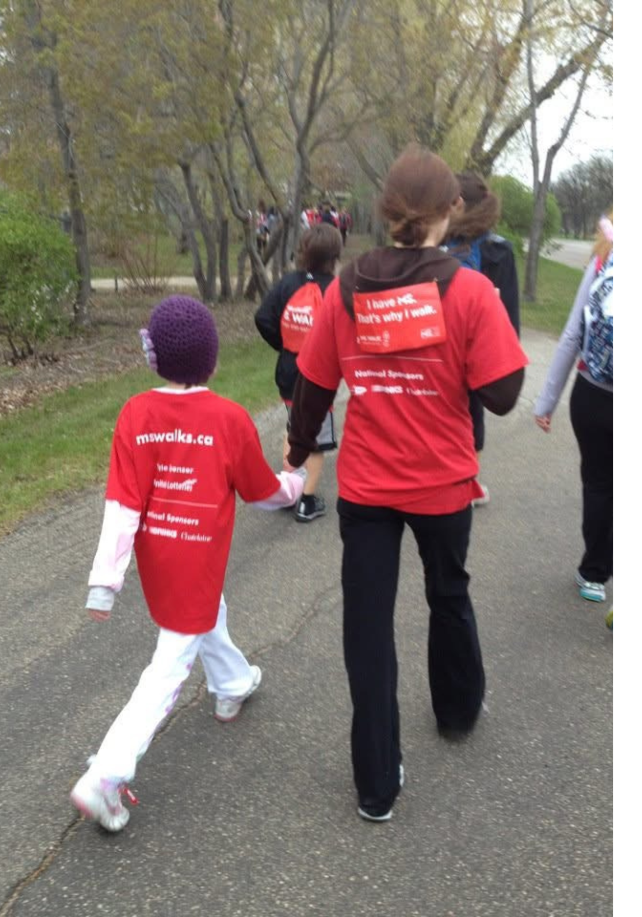 Paige walking with her aunt at MS Walk.