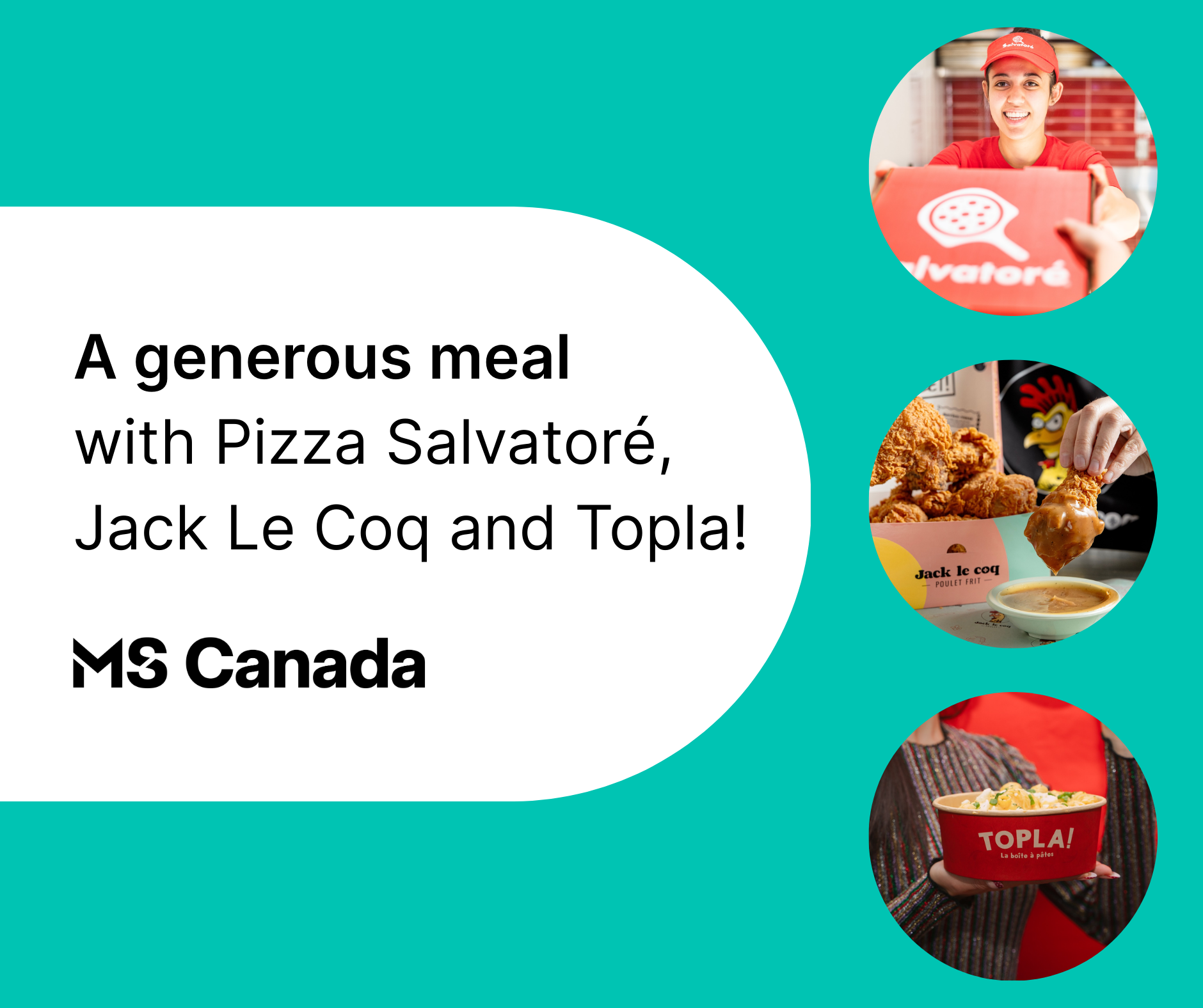 A generous meal with Pizza Salvatoré, Jack Le Coq, and Topla, by MS Canada. 