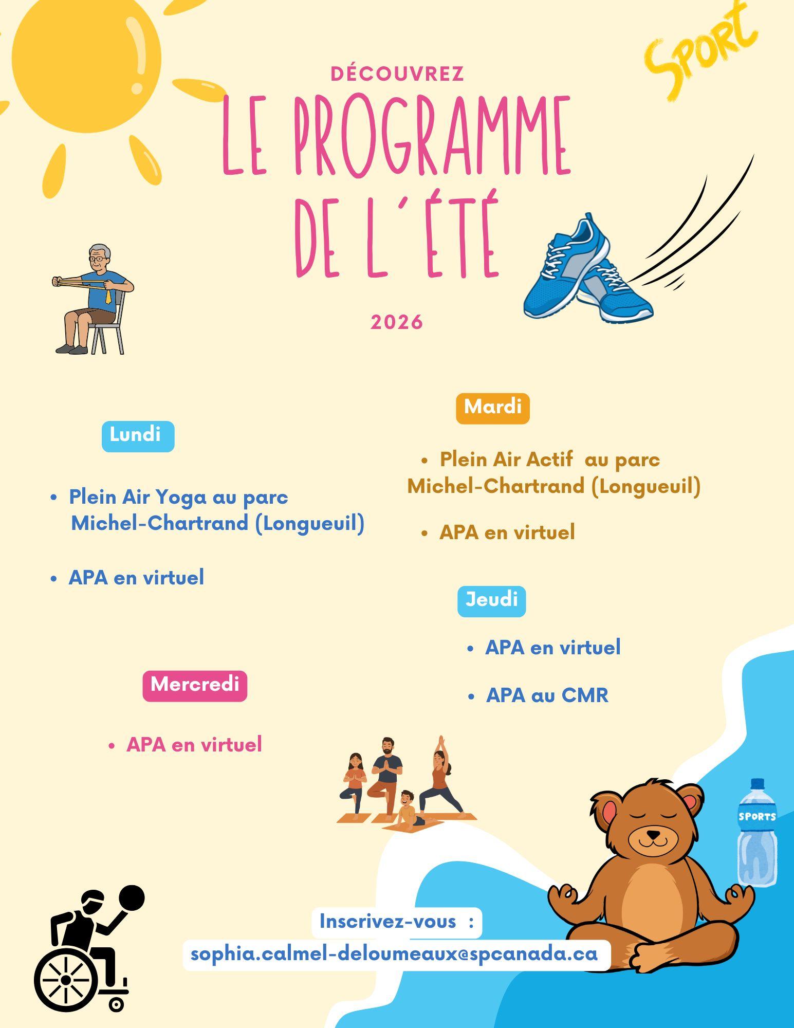 Colorful flyer for a summer 2024 youth program with beach and outdoor activity graphics.