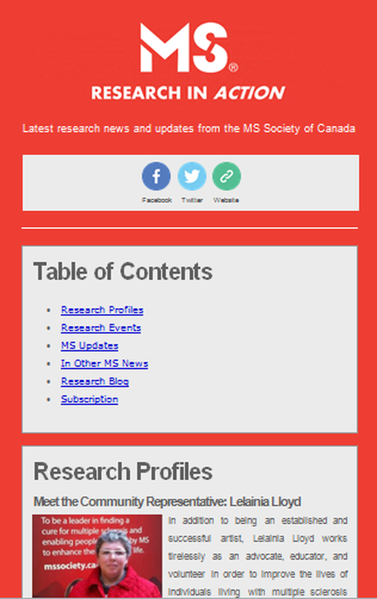 MS Research in Action newsletter image